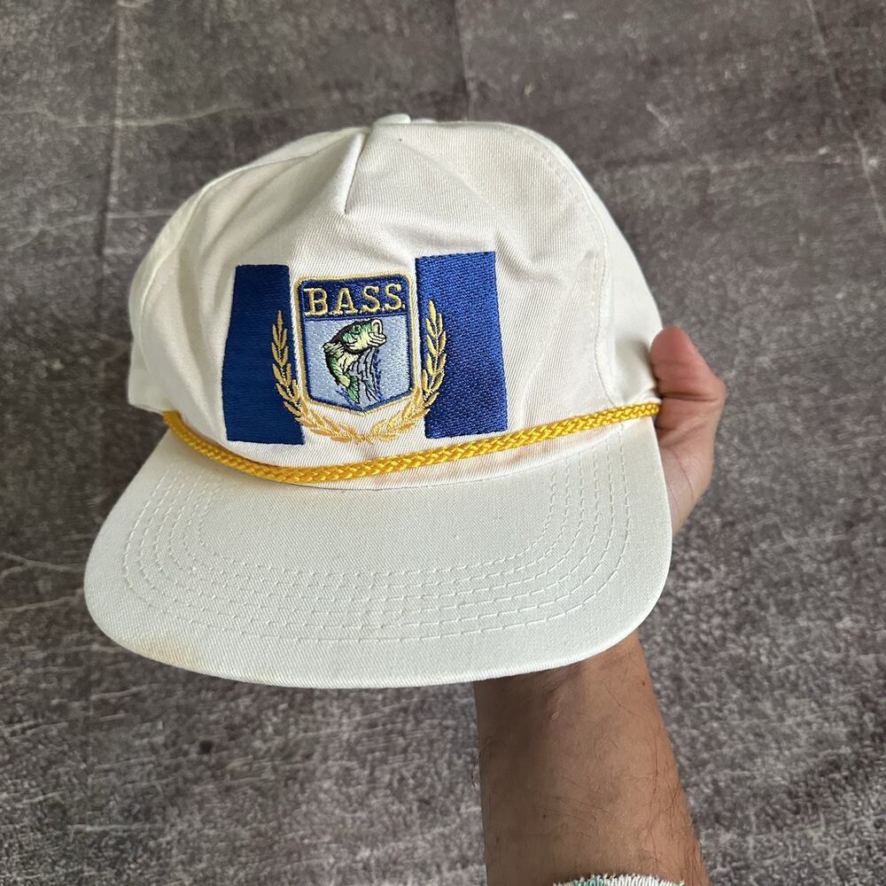 Vintage Bass Anglers Sportsman Society BASS Fishing Trucker Rope Snapback Hat